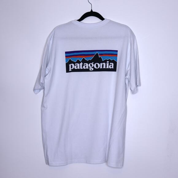 PATAGONIA P-6 Logo Responsibili-Tee White Short Sleeve Crewneck T-Shirt Men's XL - Picture 11 of 11